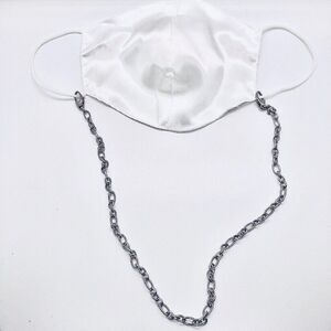 Unique Vintage Silver Victorian Link Mask Chain Necklace